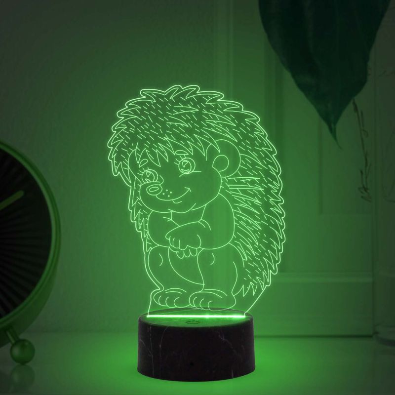 3D Illusion Baby Echidna Porcupines Night Lamp with Automatic Color Changing Light Birthday Gifts for Kids